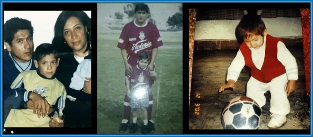 A collage of Edson Alvarez's earliest pictures.