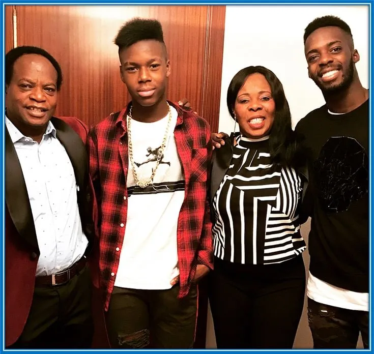 Inaki Williams Family photo. From left to right, we have Felix (his Dad), Nico (younger brother), Maria (his Mum) and Inaki himself.