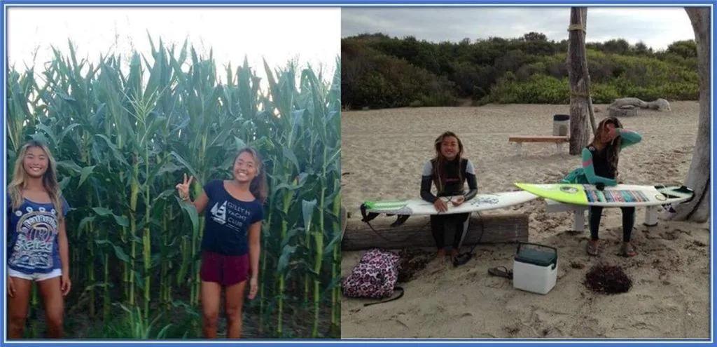 These are Daichi Kamada's Cousins. They, who are surfers, bear the names Emily and Julie Nishimoto.