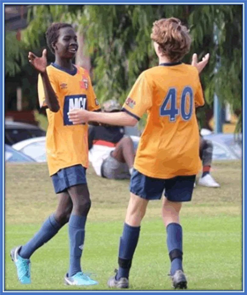 From quite an early age, Garang Kuol began to play the foot game.