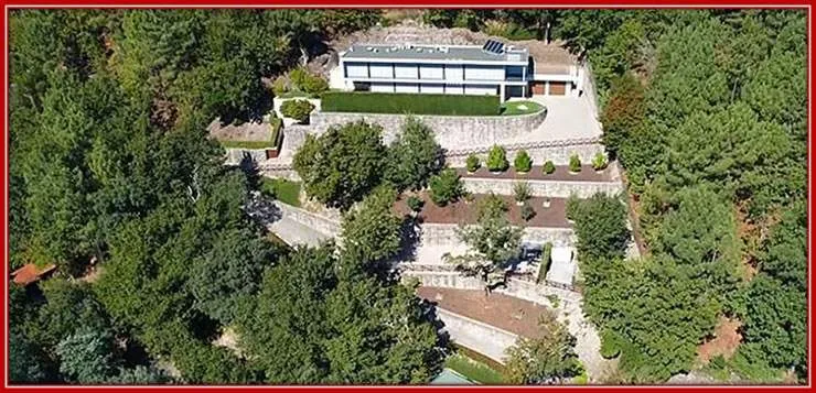 An Aerial View of Pepe's House in Portugal.