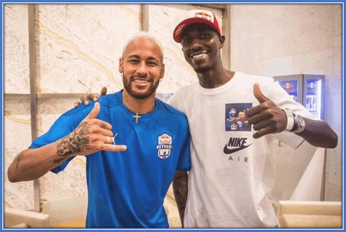 A picture of Al-Duhail's Striker, Almoez Ali with the famous Neymar.