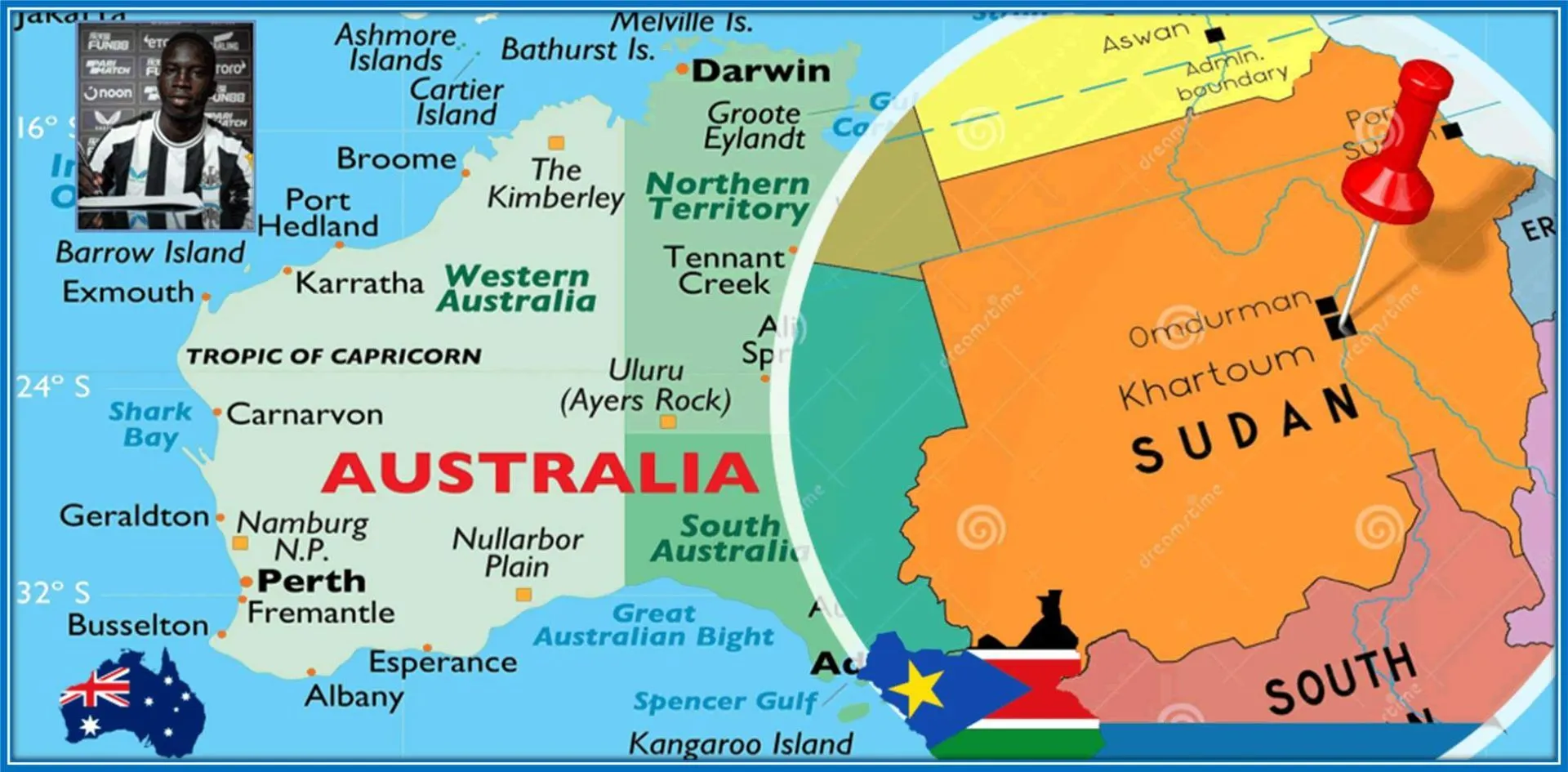 A pictorial display of Garang Kuol's family origin.