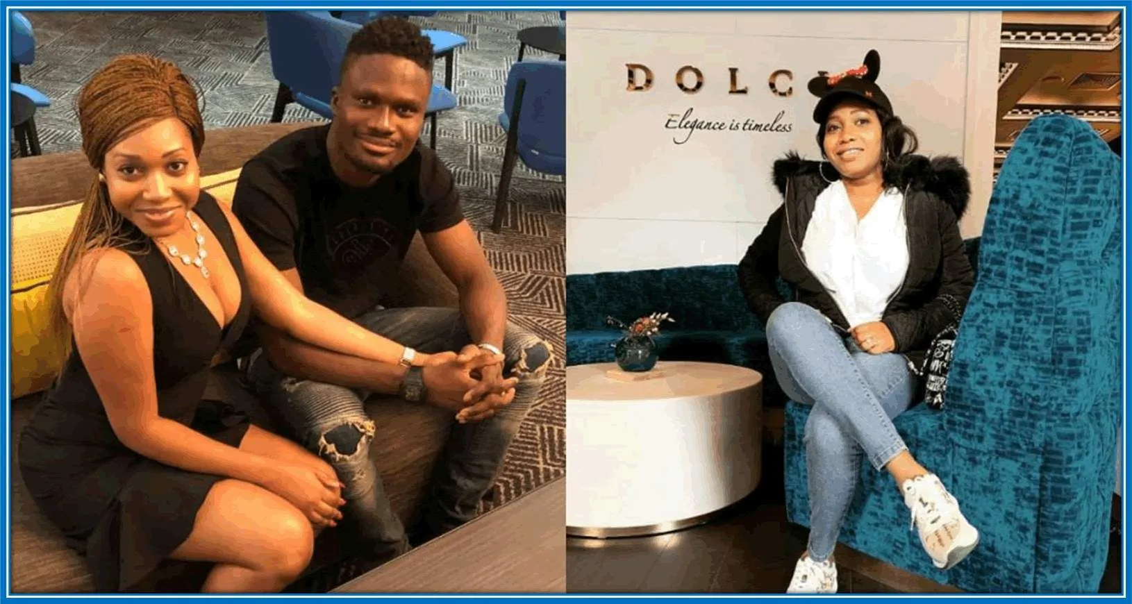 A collage showing Danny with the love of his life; his wife Naa Shika Addy,