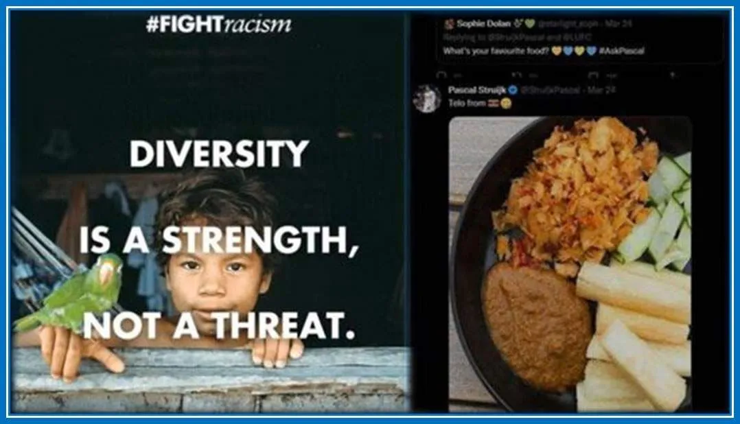 Struijk takes a stand against racism and his favourite food is Telo, an Indian Dish.
