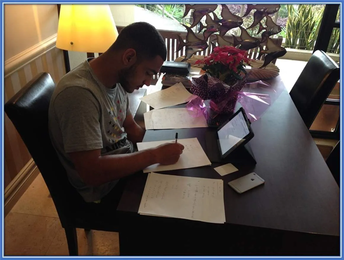 Here, Carter-Vickers studied for a math exam.
