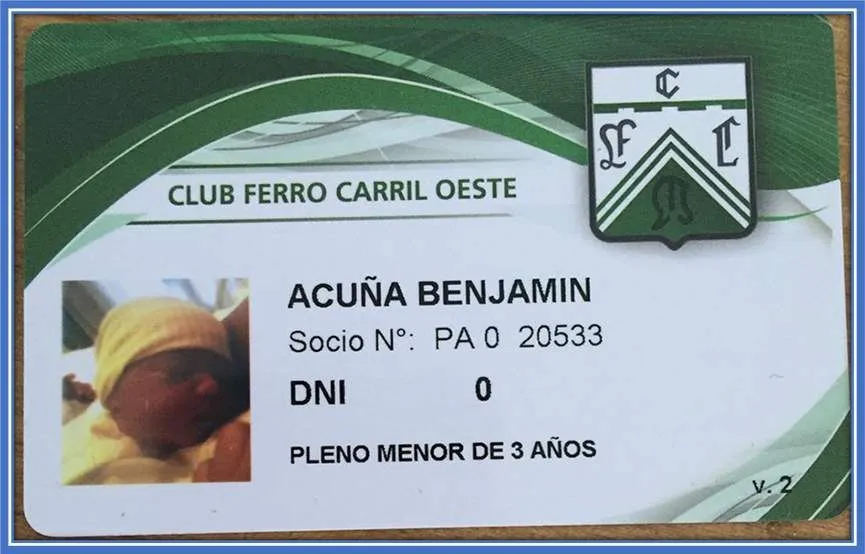 A rare image of Acuna Benjamin just after his birth.