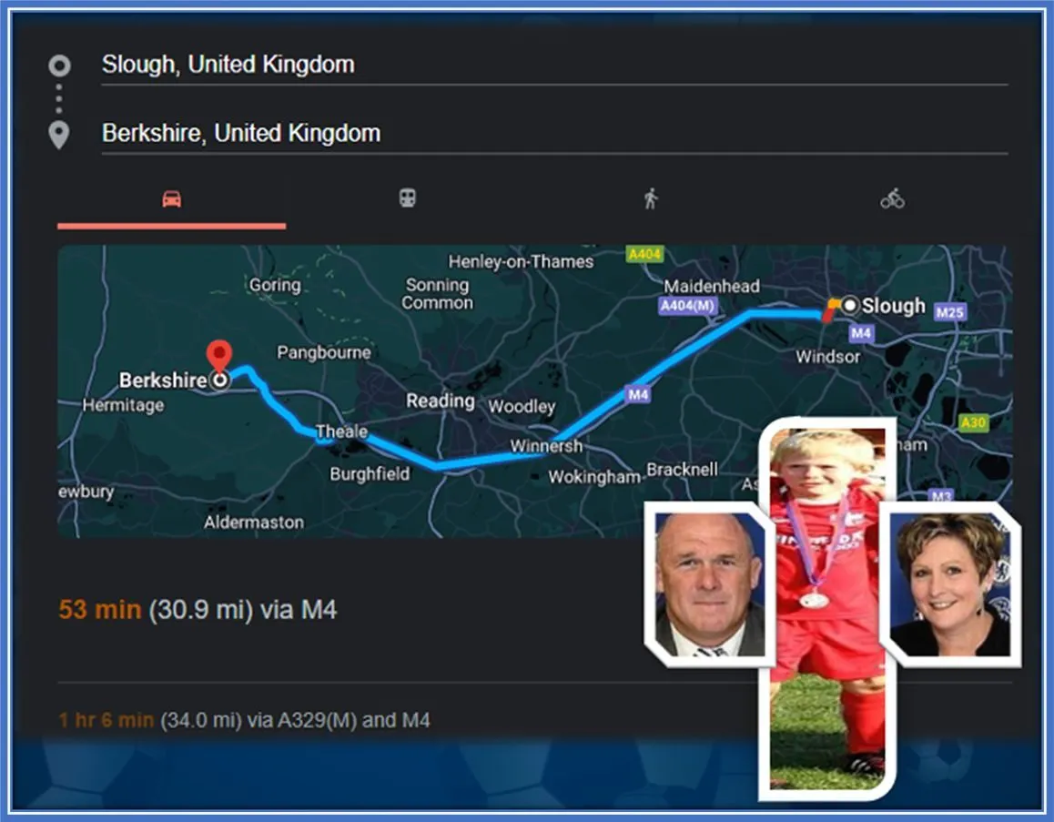 Yes, his parents travelled over these distances to support his football activities. The benefits the Athlete and his brother Connor gained from playing football justify the effort and expense made by their Dad and Mum.