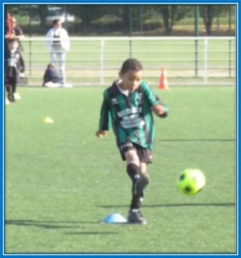 Hugo Ekitike&nbsp;during his childhood football days.