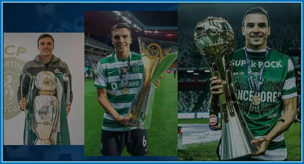Behold the triple trophy winner holding his awards of Honours.