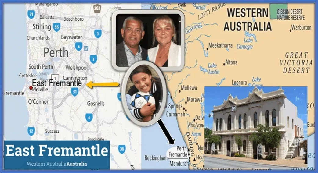 This map aids your understanding of Sam Kerr's origin.
