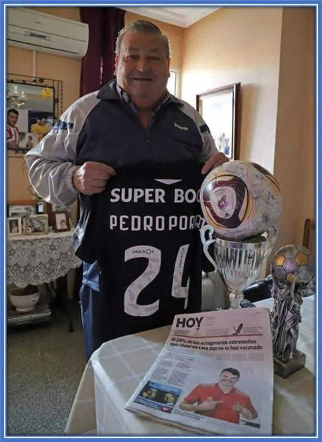 Grandfather Antonio continues to be his grandson's main supporter on and off the pitch.