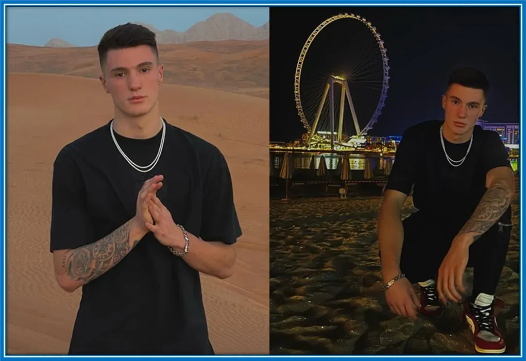 The former Domžale Striker is pictured exploring the thrill and beauty of the desert.