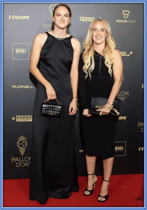 Mead and Miedema at a joint red-carpet appearance at the Ballon d'Or F&eacute;minin.