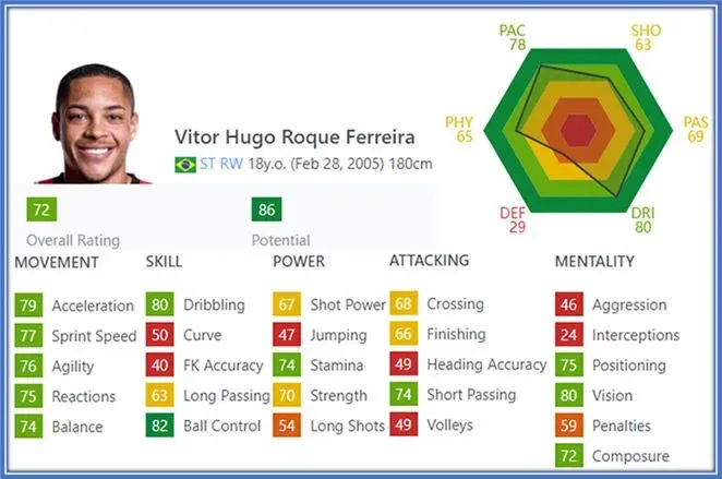 His old trade of being a defensive midfielder contributes to him being a master of Ball Control. He also excels best in his Vision (mentality) and Acceleration (movement).