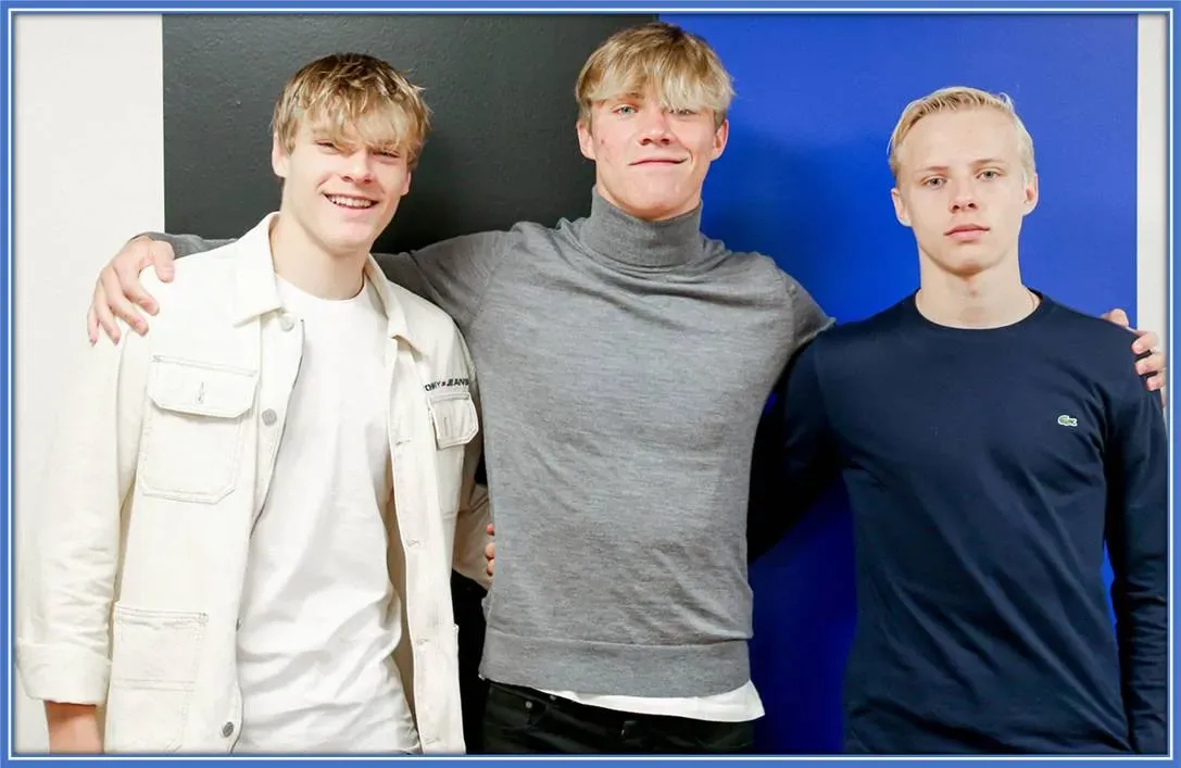 The power of Brotherhood: Rasmus, Oscar, and Emil H&oslash;jlund demonstrate their unbreakable bond as brothers.