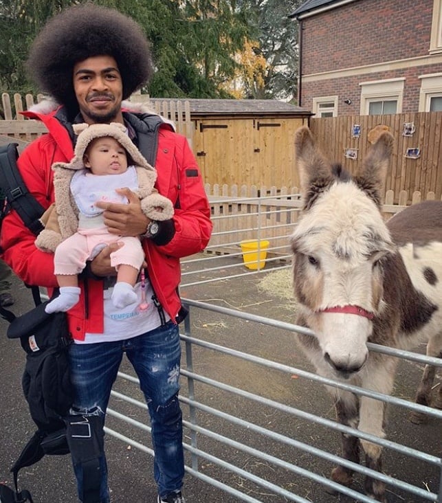 Hamza Choudhury's poses with Daughter and Donkey (Credit to Instagram).