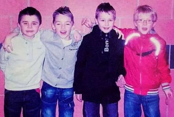 Young Billy Gilmour (2nd from left) with friends during his primary school days. Image Credit: Instagram.