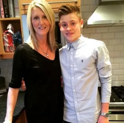 Young Harvey Barnes with his Mum.