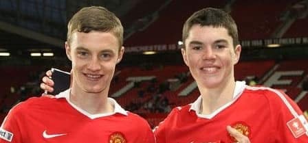 Michael Keane (right) and his twin brother William Keane at Manchester United youth systems. 