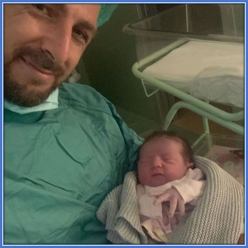 Francesco Acerbi beaming with joy as they introduce their firstborn daughter, Vittoria, to the world.