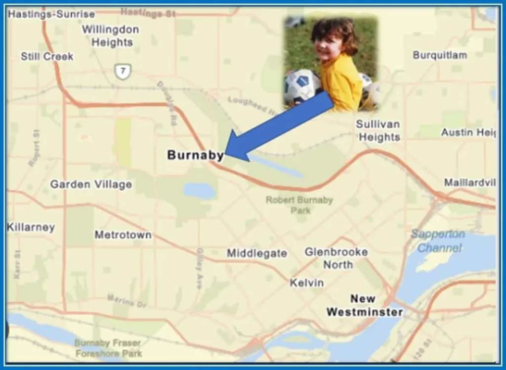 Christine's Hometown is on the map showing her Family Origins.