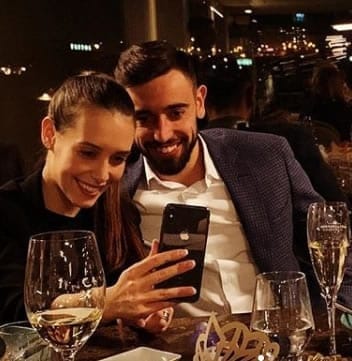 Bruno Fernandes with his girlfriend turned wife Ana Pinho.