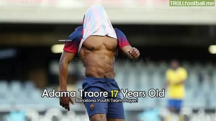 Photo of Adama Traore as a 17-year-old footballer.