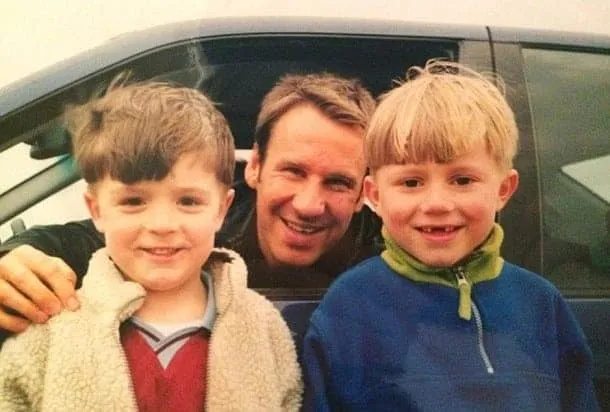 Jack Grealish (left) as a kid, with his cousin Sean Mills and Paul Merson (centre).