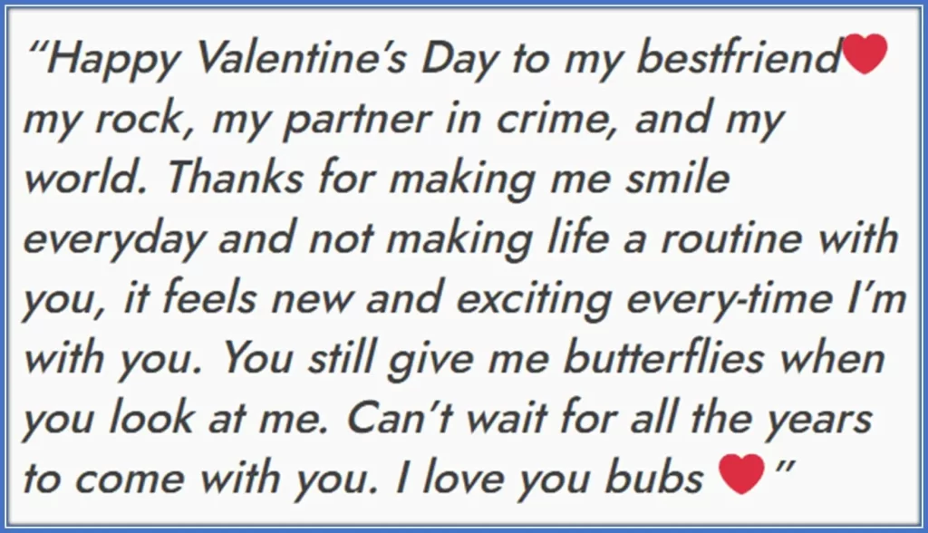 Trinity's Valentine post for her former boyfriend in 2021.