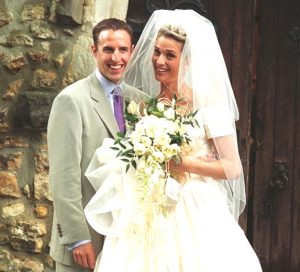 A wedding photo of Gareth Southgate and Alison.