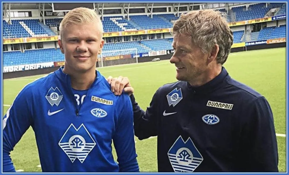 Ole's primary responsibility was guiding a Rising Star. This is Ole Gunnar Solskjær and Erling Haaland during their time together at Molde FK.