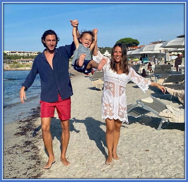 Matteo Darmian, his son, and his wife, Francesca, seen immersing themselves in global travels.