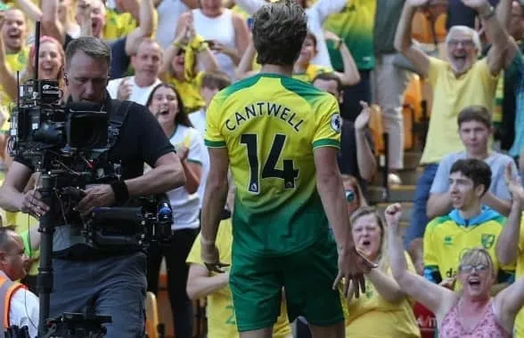 Todd Cantwell scored his first Premier League goal in August 2019 during Norwich City's 2-3 defeat to Chelsea.