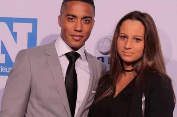 Youri Tielemans with his wife Mendy.