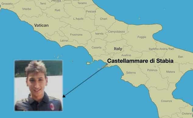 Where it all began: A map showcasing the picturesque town of Castellammare di Stabia, birthplace of football sensation Gianluigi Donnarumma.