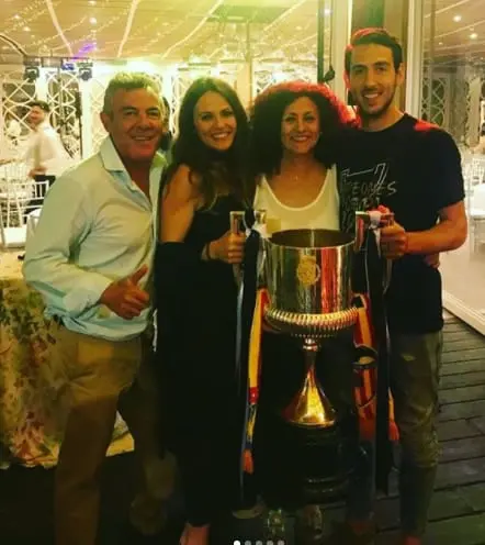 Daniel Parejo with his parents and sister Natalia (2nd from left).