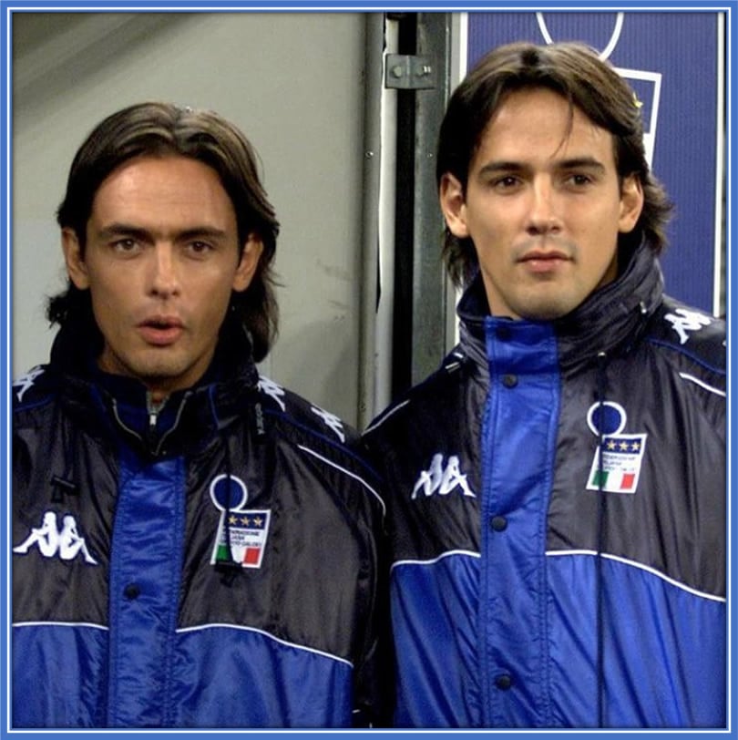 Striking force: The Inzaghi brothers, Filippo and Simone (who excelled with their speed and mastery of the offside trap), once became the best Italy had to offer in attack.