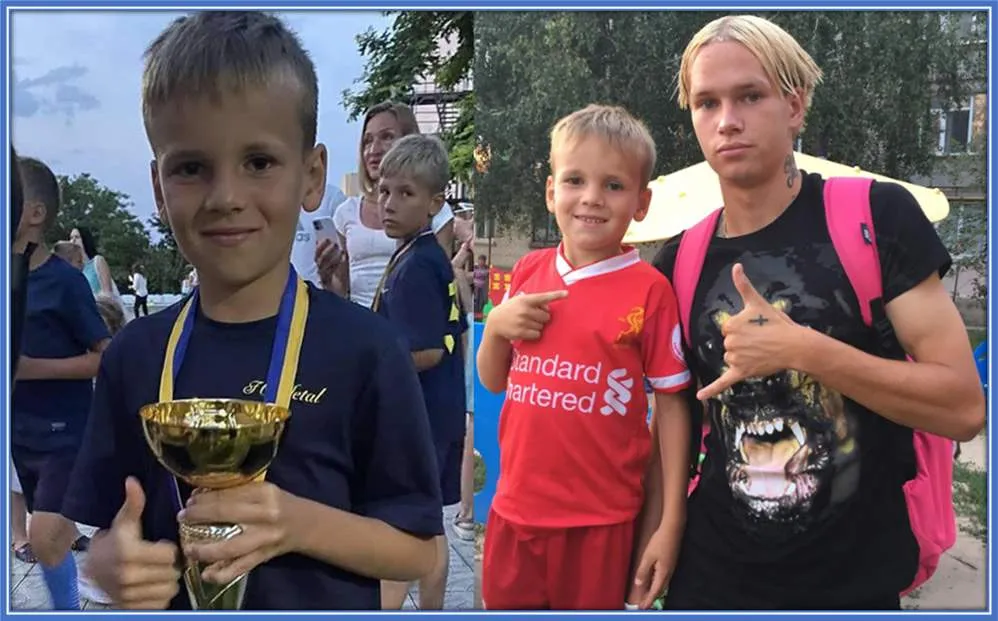 This is Mykhailo Mudryk's Nephew. He is already a winner in his academy career and appears to be a Liverpool fan.
