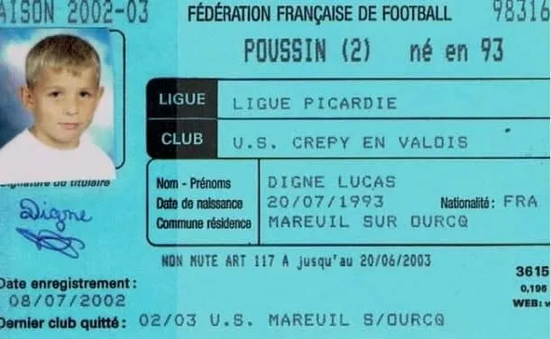 Lucas Digne's identity card at Crepy-en-Valois. Image Credit: France footba
