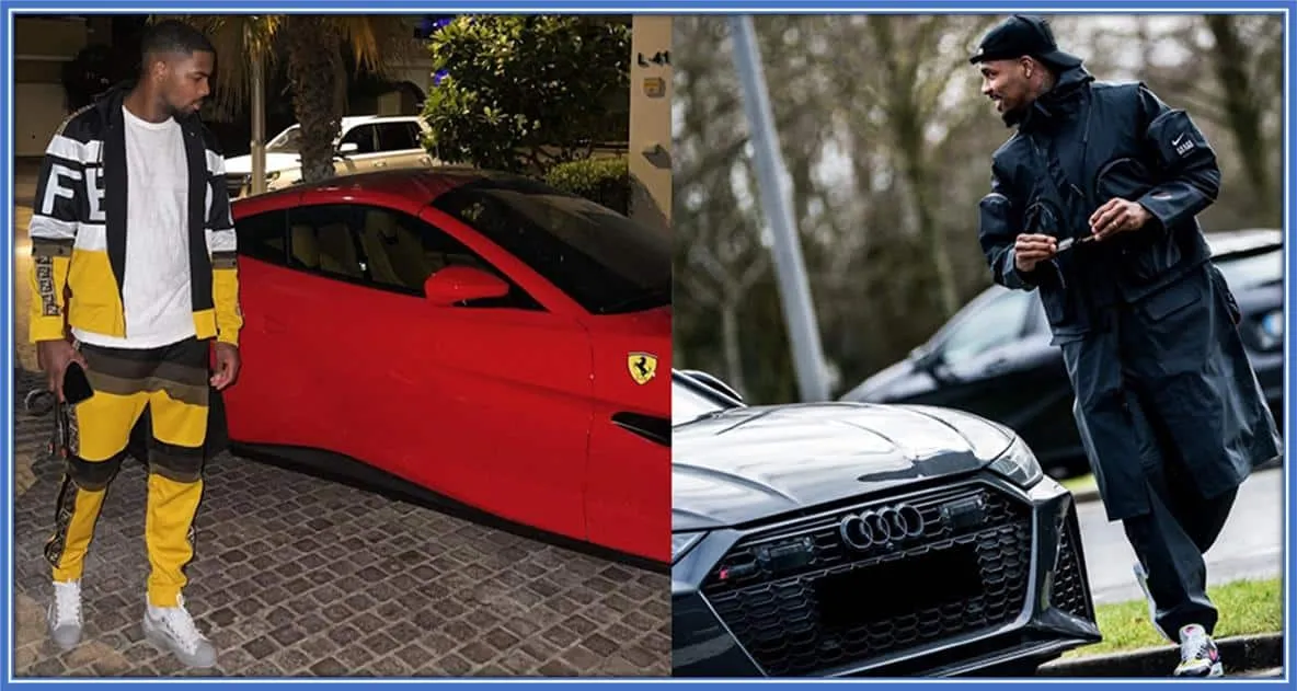 The French Athlete boasts a diverse luxury car collection, including a Porsche and Audi. And he often stylishly matches his outfit to his car's colour or logo.