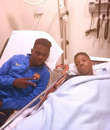 Ansu Fati was cared for by his brother during recovery. Credit to IG.