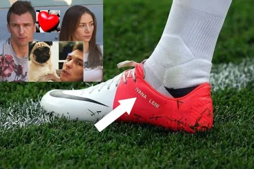 Paws and Love: Mario Mandzukic's ensured his beloved Ivana and Leni get etched on his boots.