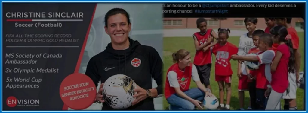 The Canadian Star uses her time to help kids in soccer.