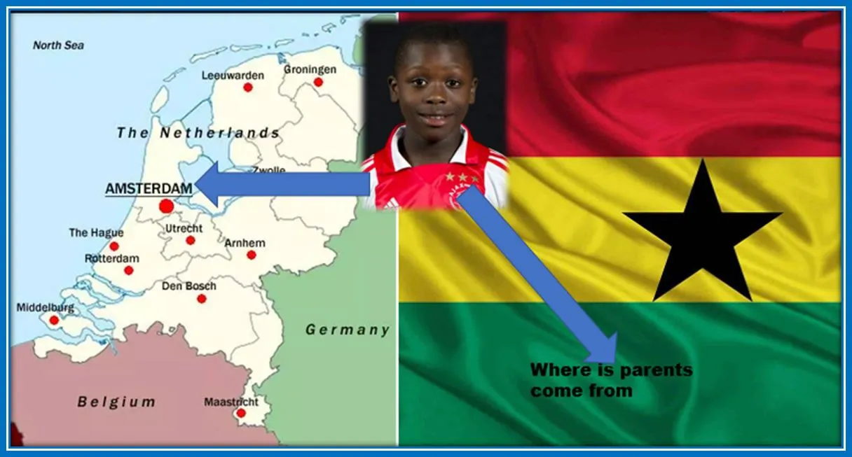 The Family Origin of the Striker also shows he comes from Netherlands and Ghana.