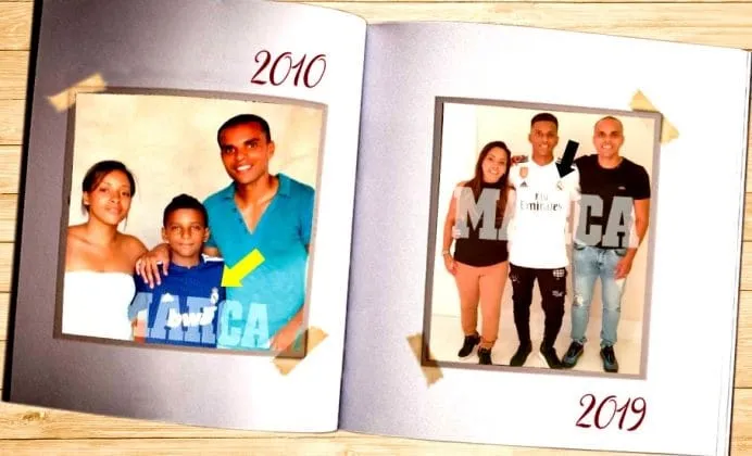A Family Photo to show evidence that Rodrygo has been a Real Madrid Fan since childhood. Credit to Marca.
