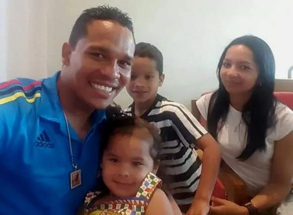 The footballer, together with his family.