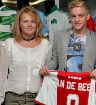 Donny van de Beek with his mother Gerdina.