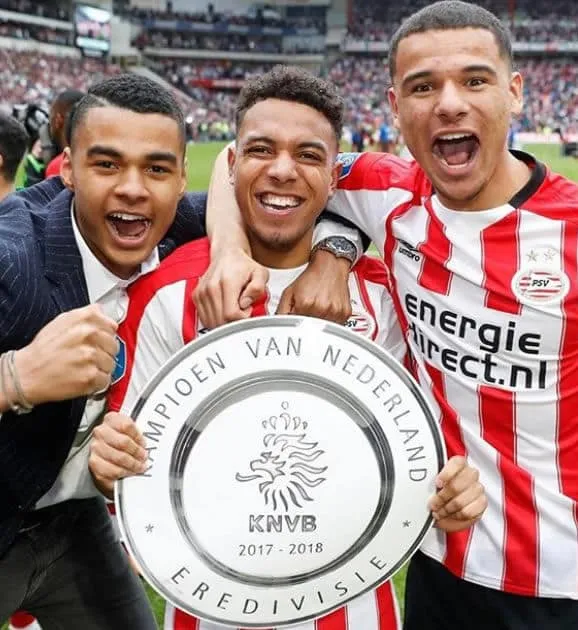Donyell Malen won the Eredivisie with PSV in 2018.
