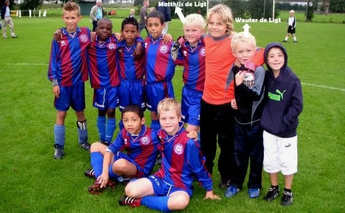 Young Matthijs de Ligt bonding with his teammates.